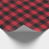 赤と黒のバッファローのプレイドパターン（の模様が）ある ラッピングペーパー (角)