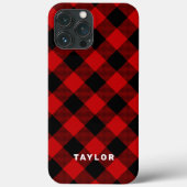 赤と黒のバッファローのプレイドパーソナライズされた Case-Mate iPhoneケース (裏面)