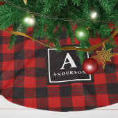 赤と黒のバッファローのプレイドモノグラム ブラッシュドポリエステルツリースカート