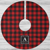 赤と黒のバッファローのプレイドモノグラム ブラッシュドポリエステルツリースカート