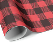 赤と黒のバッファローのプレイドラッピング紙 ラッピングペーパー (ロールコーナー)