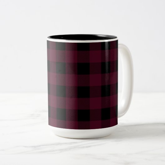 赤と黒のバッファローのプレイド |スタイルの選択 ツートーンマグカップ (正面右)