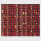 赤と黒のバッファローのプレイド ラッピングペーパー (フラット)