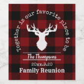 赤と黒のバッファローのプレイド ワインラベル (シングルラベル)