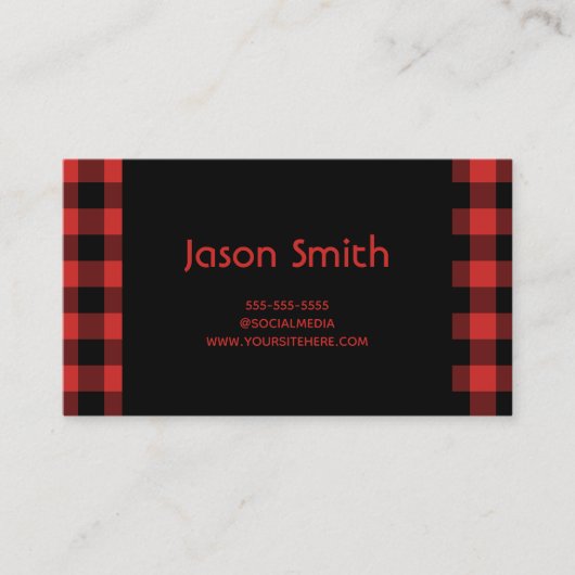 赤と黒のバッファローのプレイド 名刺 (正面)