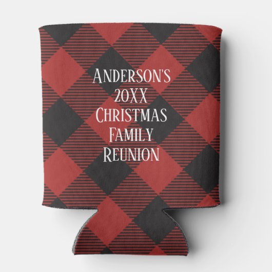 赤と黒のバッファローのプレイド 缶クーラー (裏面)