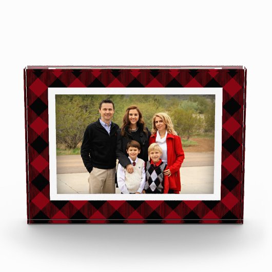 赤と黒のバッファローの格子枠 フォトブロック (正面)