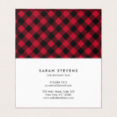 赤と黒のバッファローの格子柄 名刺 (内部フラット)