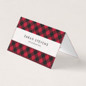 赤と黒のバッファローの格子柄 名刺 (正面)