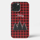 赤と黒のバッファローの格子柄 iPhoneケース (裏面)