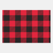 赤と黒のバッファローの格子縞のクリスマス ラッピングペーパーシート (正面2)