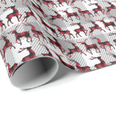 赤と黒のバッファローの格子縞のトナカイのクリスマス ラッピングペーパー (ロールコーナー)