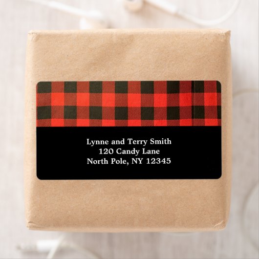 赤と黒のバッファローの格子縞ラベル ラベル (インサイチュ)