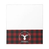 赤と黒のバッファローの素朴プレイドファミリー名 ノートパッド (正面)