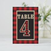 赤と黒のバッファローの素朴格子縞テーブル番号4 招待状 (スタンド正面)