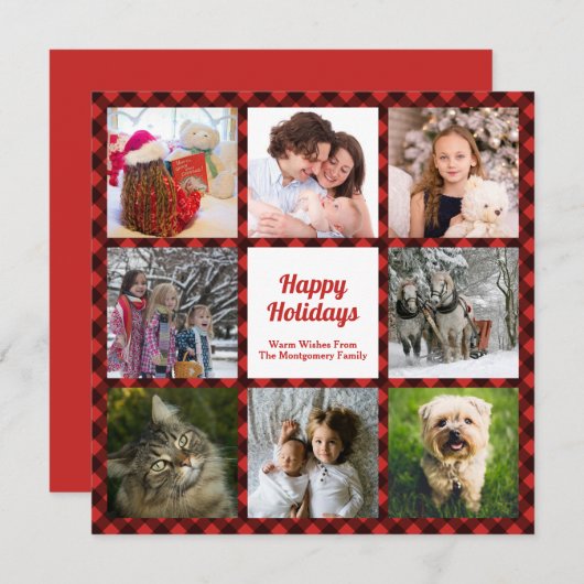 赤と黒のバッファローの8枚の写真をカスタムチェック シーズンカード (正面/裏面)