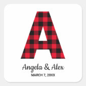 赤と黒のバッファローはモノグラムを書いた スクエアシール (正面)