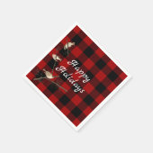 赤と黒のバッファローは鳥でクリスマスを祝う スタンダードカクテルナプキン (角)