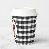 赤と黒のバッファローチェックそり及びパッケージ 紙コップ (左)