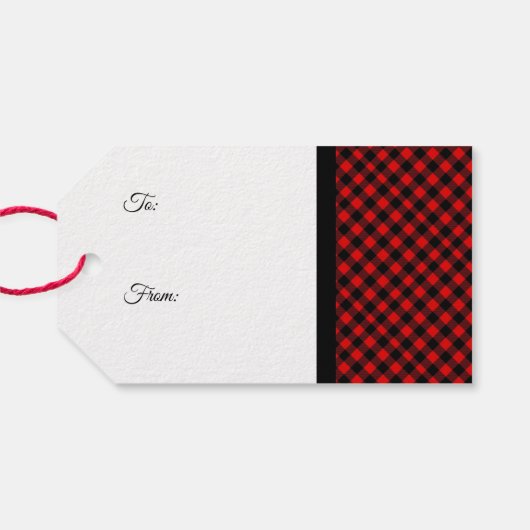 赤と黒のバッファローチェックのクリスマス ギフトタグ (裏面横)