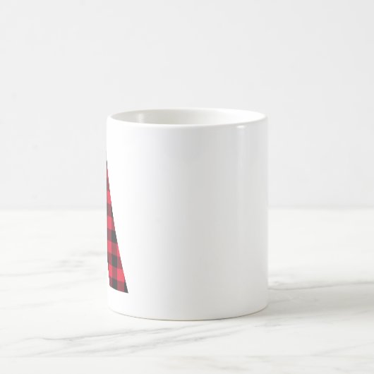 赤と黒のバッファローチェックはっきりしたレターAモノグラム コーヒーマグカップ (中央)