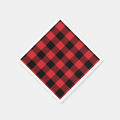 赤と黒のバッファローチェックパターン スタンダードカクテルナプキン (角)