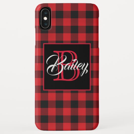 赤と黒のバッファローチェックパーソナライズされたiPhoneケース Case-Mate iPhoneケース (裏面)