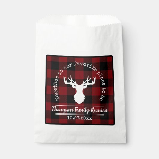 赤と黒のバッファローチェックファミリパーティー フェイバーバッグ (正面)