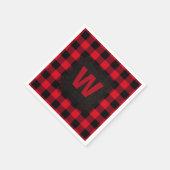 赤と黒のバッファローチェックモノグラム スタンダードカクテルナプキン (角)