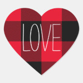 赤と黒のバッファローチェック会話ハート ハートシール (正面)