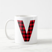 赤と黒のバッファロープライドはっきりしたレターVモノグラム コーヒーマグカップ (左)
