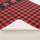 赤と黒のバッファロープレイドと赤い星 シェルパブランケット (3/4)