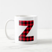 赤と黒のバッファロープレイドはっきりしたレターZモノグラム コーヒーマグカップ (左)
