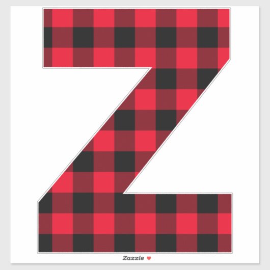 赤と黒のバッファロープレイドはっきりしたレターZモノグラム シール (シート)