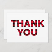 赤と黒のバッファロープレイドはっきりした文字 サンキューカード (正面/裏面)