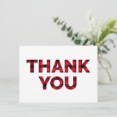 赤と黒のバッファロープレイドはっきりした文字 サンキューカード (スタンド正面)