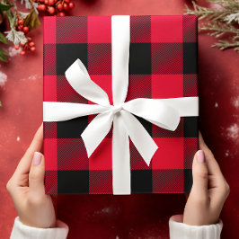 赤と黒のバッファロープレイドクリスマス ラッピングペーパーシート