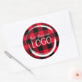 赤と黒のバッファロープレイドビジネスロゴ ラウンドシール (封筒)