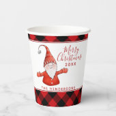 赤と黒のバッファロープレイドファミリークリスマス 紙コップ (裏面)