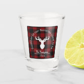 赤と黒のバッファロープレイドファミリー名 ショットグラス (正面)
