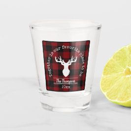 赤と黒のバッファロープレイドファミリー名 ショットグラス