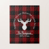 赤と黒のバッファロープレイドファミリー名 ジグソーパズル (縦)