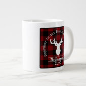 赤と黒のバッファロープレイドファミリー名 ジャンボコーヒーマグカップ (正面右)