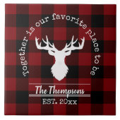 赤と黒のバッファロープレイドファームハウスファミリー名 タイル (正面)