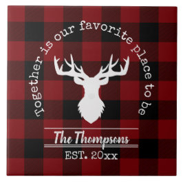 赤と黒のバッファロープレイドファームハウスファミリー名 タイル