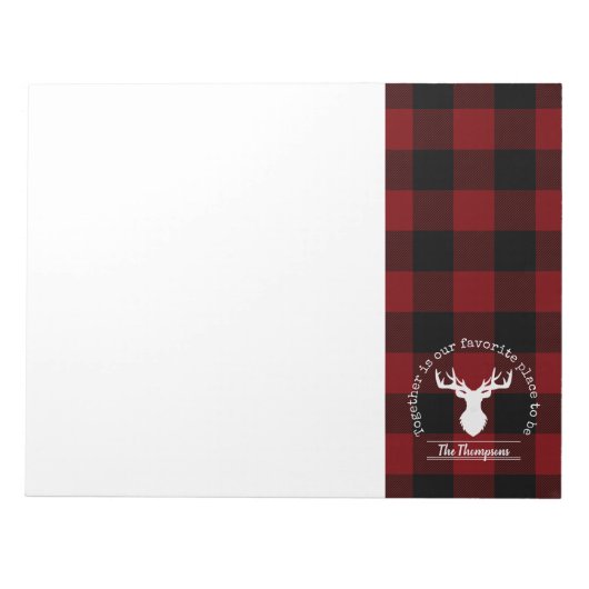 赤と黒のバッファロープレイドファームハウスファミリー名 ノートパッド (正面)