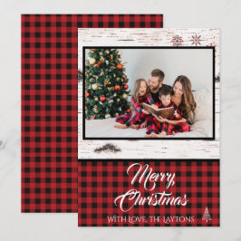 赤と黒のバッファロープレイドフォトホリデーカード シーズンカード