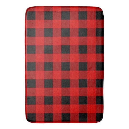 赤と黒のバッファロープレイドホリデイギンガム バスマット (正面縦)