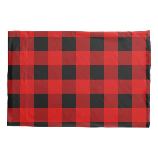赤と黒のバッファロープレイドホリデイギンガム 枕カバー (裏面-左)