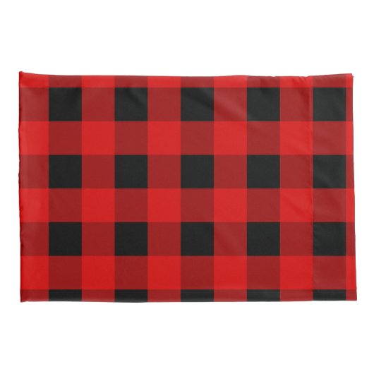 赤と黒のバッファロープレイドホリデイギンガム 枕カバー (裏面-右)
